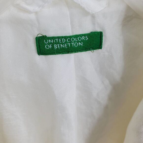 UNITED COLORS OF BENETTON womens white linen 4 pocket double button jacket - Picture 4 of 5
